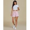 imageluvamia Striped Shorts for Women High Waisted Trendy Casual Pull On Drawstring Elastic Waist Beach Shorts with PocketsPink Stripe