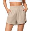 imageluvamia Athletic Shorts for Women High Waisted Comfy Pull On Elastic Waist Casual Lounge Summer Sweat Shorts with PocketLight Khaki