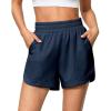 imageluvamia Athletic Shorts for Women High Waisted Comfy Pull On Elastic Waist Casual Lounge Summer Sweat Shorts with PocketNavy Blue