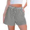 imageluvamia Striped Shorts for Women High Waisted Beach Casual Drawstring Pull On Elastic Waist Summer Shorts with PocketsBlack Stripe