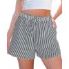 imageluvamia Striped Shorts for Women High Waisted Beach Casual Drawstring Pull On Elastic Waist Summer Shorts with PocketsNavy Stripe