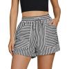 imageluvamia Striped Shorts for Women High Waisted Trendy Casual Pull On Drawstring Elastic Waist Beach Shorts with PocketsBlack Stripe