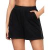 imageluvamia Sweat Shorts for Women High Waisted Pull On Side Zip Casual Lounge Cotton Summer Athleisure Shorts with PocketsBlack