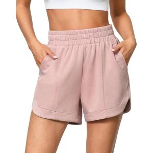 imageluvamia Athletic Shorts for Women High Waisted Comfy Pull On Elastic Waist Casual Lounge Summer Sweat Shorts with PocketPink