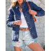 imageluvamia Denim Jackets for Women Trendy Long Sleeve Oversized Jean Jacket Casual Button Down Western Flat Pocket ShacketClassic Blue