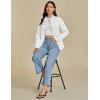 imageluvamia Denim Jackets for Women Trendy Long Sleeve Oversized Jean Jacket Casual Button Down Western Flat Pocket ShacketCream White