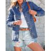 imageluvamia Denim Jackets for Women Trendy Long Sleeve Oversized Jean Jacket Casual Button Down Western Flat Pocket ShacketMedium Blue