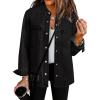 imageluvamia Denim Jackets for Women Trendy Long Sleeve Oversized Jean Jacket Casual Button Down Western Flat Pocket ShacketBlack