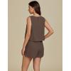 imageluvamia Linen Short Sets for Women Two Piece Matching Casual Sleeveless Tank Top and High Waisted Shorts Summer OutfitsCoffee Brown