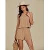 imageluvamia Linen Short Sets for Women Two Piece Matching Casual Sleeveless Tank Top and High Waisted Shorts Summer OutfitsLatte