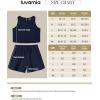 imageluvamia Linen Short Sets for Women Two Piece Matching Casual Sleeveless Tank Top and High Waisted Shorts Summer OutfitsNavy Blue