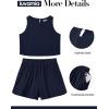 imageluvamia Linen Short Sets for Women Two Piece Matching Casual Sleeveless Tank Top and High Waisted Shorts Summer OutfitsNavy Blue