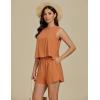 imageluvamia Linen Short Sets for Women Two Piece Matching Casual Sleeveless Tank Top and High Waisted Shorts Summer OutfitsPeach Caramel