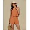 imageluvamia Linen Short Sets for Women Two Piece Matching Casual Sleeveless Tank Top and High Waisted Shorts Summer OutfitsPeach Caramel