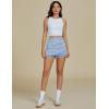 imageluvamia Jean Skorts for Woman High Waisted Pull On Trendy Casual Stretch Denim Skirt with Shorts Asymmetrical Wrap SkortBay Blue