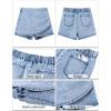 imageluvamia Jean Skorts for Woman High Waisted Pull On Trendy Casual Stretch Denim Skirt with Shorts Asymmetrical Wrap SkortBay Blue