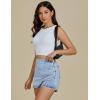 imageluvamia Jean Skorts for Woman High Waisted Pull On Trendy Casual Stretch Denim Skirt with Shorts Asymmetrical Wrap SkortBay Blue