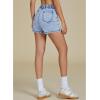 imageluvamia Jean Skorts for Woman High Waisted Pull On Trendy Casual Stretch Denim Skirt with Shorts Asymmetrical Wrap SkortBay Blue
