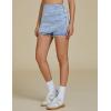 imageluvamia Jean Skorts for Woman High Waisted Pull On Trendy Casual Stretch Denim Skirt with Shorts Asymmetrical Wrap SkortBay Blue