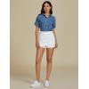 imageluvamia Jean Skorts for Woman High Waisted Pull On Trendy Casual Stretch Denim Skirt with Shorts Asymmetrical Wrap SkortCream White