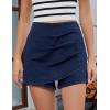 imageluvamia Jean Skorts for Woman High Waisted Pull On Trendy Casual Stretch Denim Skirt with Shorts Asymmetrical Wrap SkortDarkness Blue