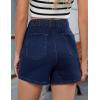 imageluvamia Jean Skorts for Woman High Waisted Pull On Trendy Casual Stretch Denim Skirt with Shorts Asymmetrical Wrap SkortDarkness Blue
