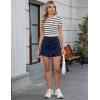 imageluvamia Jean Skorts for Woman High Waisted Pull On Trendy Casual Stretch Denim Skirt with Shorts Asymmetrical Wrap SkortDarkness Blue
