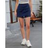 imageluvamia Jean Skorts for Woman High Waisted Pull On Trendy Casual Stretch Denim Skirt with Shorts Asymmetrical Wrap SkortDarkness Blue
