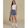 imageluvamia Jean Skorts for Woman High Waisted Pull On Trendy Casual Stretch Denim Skirt with Shorts Asymmetrical Wrap SkortReef Blue