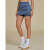imageluvamia Jean Skorts for Woman High Waisted Pull On Trendy Casual Stretch Denim Skirt with Shorts Asymmetrical Wrap SkortReef Blue