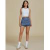 imageluvamia Jean Skorts for Woman High Waisted Pull On Trendy Casual Stretch Denim Skirt with Shorts Asymmetrical Wrap SkortReef Blue