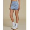 imageluvamia Jean Skorts for Woman High Waisted Pull On Trendy Casual Stretch Denim Skirt with Shorts Asymmetrical Wrap SkortThousand Oceans Blue