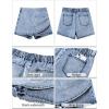 imageluvamia Jean Skorts for Woman High Waisted Pull On Trendy Casual Stretch Denim Skirt with Shorts Asymmetrical Wrap SkortThousand Oceans Blue