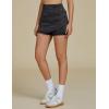 imageluvamia Jean Skorts for Woman High Waisted Pull On Trendy Casual Stretch Denim Skirt with Shorts Asymmetrical Wrap SkortVintage Black