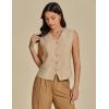 imageluvamia Womens Vests Linen Fashion Dressy Casual Lightweight Button Down Sleeveless Blazer Lined Work Waistcoat Vest TopBeige