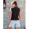 imageluvamia Womens Vests Linen Fashion Dressy Casual Lightweight Button Down Sleeveless Blazer Lined Work Waistcoat Vest TopBlack