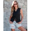 imageluvamia Womens Vests Linen Fashion Dressy Casual Lightweight Button Down Sleeveless Blazer Lined Work Waistcoat Vest TopBlack