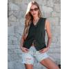 imageluvamia Womens Vests Linen Fashion Dressy Casual Lightweight Button Down Sleeveless Blazer Lined Work Waistcoat Vest TopDark Grey