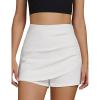 imageluvamia Jean Skorts for Woman High Waisted Pull On Trendy Casual Stretch Denim Skirt with Shorts Asymmetrical Wrap SkortCream White