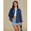 imageluvamia Denim Jackets for Women Trendy Oversized Long Sleeve Button Down Jean Jacket Casual Shacket with Patch PocketsClassic Blue