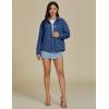 imageluvamia Denim Jackets for Women Trendy Oversized Long Sleeve Button Down Jean Jacket Casual Shacket with Patch PocketsMedium Blue