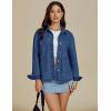 imageluvamia Denim Jackets for Women Trendy Oversized Long Sleeve Button Down Jean Jacket Casual Shacket with Patch PocketsMedium Blue