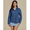imageluvamia Denim Jackets for Women Trendy Oversized Long Sleeve Button Down Jean Jacket Casual Shacket with Patch PocketsMedium Blue