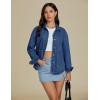 imageluvamia Denim Jackets for Women Trendy Oversized Long Sleeve Button Down Jean Jacket Casual Shacket with Patch PocketsMedium Blue