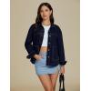 imageluvamia Denim Jackets for Women Trendy Oversized Long Sleeve Button Down Jean Jacket Casual Shacket with Patch PocketsNightfall Blue