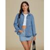 imageluvamia Denim Jackets for Women Trendy Oversized Long Sleeve Button Down Jean Jacket Casual Shacket with Patch PocketsRoadknight Blue