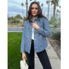 imageluvamia Denim Jackets for Women Trendy Oversized Long Sleeve Button Down Jean Jacket Casual Shacket with Patch PocketsRoadknight Blue