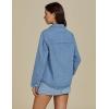 imageluvamia Denim Jackets for Women Trendy Oversized Long Sleeve Button Down Jean Jacket Casual Shacket with Patch PocketsRoadknight Blue