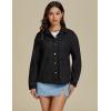 imageluvamia Denim Jackets for Women Trendy Oversized Long Sleeve Button Down Jean Jacket Casual Shacket with Patch PocketsWashed Black
