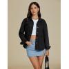 imageluvamia Denim Jackets for Women Trendy Oversized Long Sleeve Button Down Jean Jacket Casual Shacket with Patch PocketsWashed Black